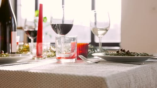 Christmas Dinner Party Table Serving at Home