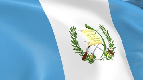 Realistic Waving Flag of Guatemala with Coat of Arms