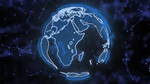 Futuristic Digital Earth Globe with Connecting Network Lines