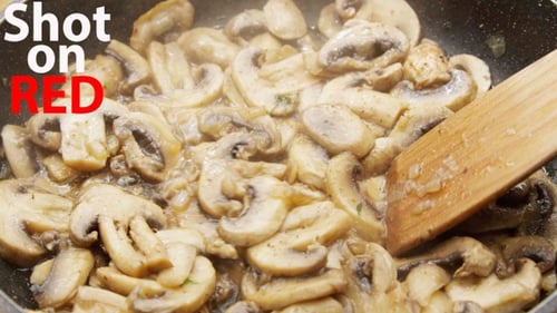 Mushrooms Sauteed and Seasoned in a Pan