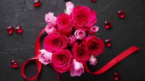 Roses and Hearts Arrangement Overhead Aerial