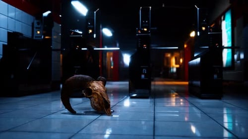 Viejo cráneo de carnero en el metro subterráneo