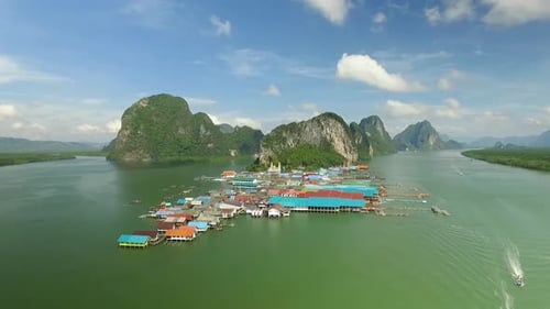 Koh Panyee Traditional Floating Fishing Village amidst Beautiful Limestone Cliffs Phang Nga Bay