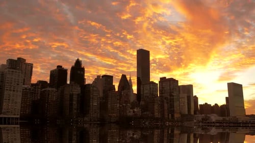 Manhattan New York City Skyscrapers Cityscape Buildings View Background