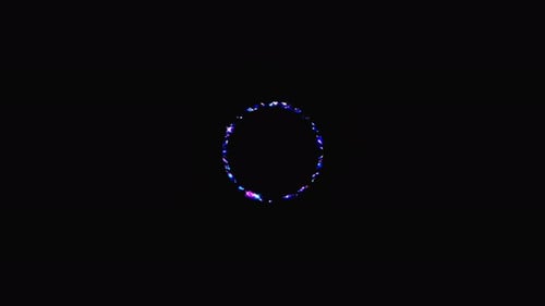 animated circle shape of colorful flashing lights, on black background
