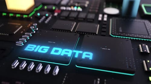 Futuristic Circuit Board with Big Data Text Animation