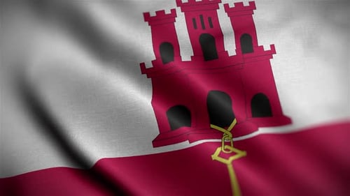 Gibraltar National Flag Animation Waving Smoothly
