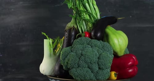 Assorted Vegetables Rotating on Display