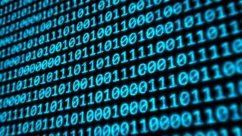 Binary Code Program Digits on Digital Computer Monitor Screen - 1080p