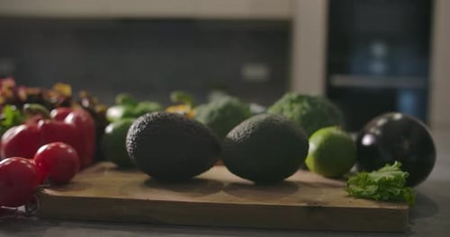 Fresh Vegetables on Cutting Board Still Life