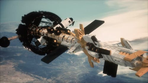 Futuristic Space Station Orbiting Earth in Cinematic Sci-Fi Style
