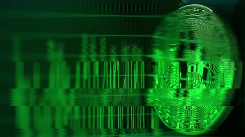 Bitcoin Cryptocurrency With Digital Stock Graph Background