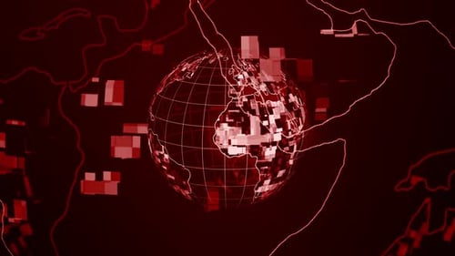 Digital Technology Rotated Hologram Planet