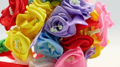 Beautiful Handmade Flowers on White Background