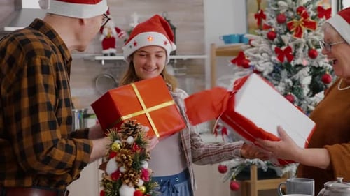 Family Christmas: Generations Exchange Festive Gifts at Home