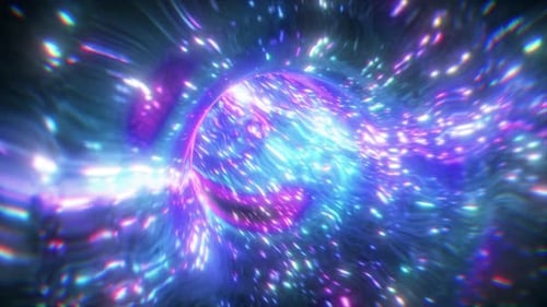 Futuristic Neon Light Tunnel Wormhole Animation Loop Background
