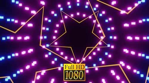 Abstract Neon Glowing Geometric Squares Loop Background