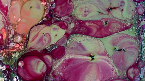 Abstract Paint Swirls with Red, Pink, and Green