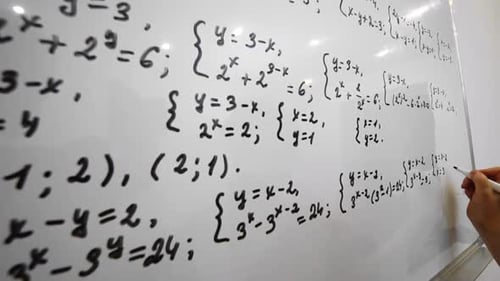 Mathematical Equations on Whiteboard with Hand Writing
