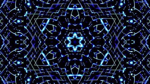 Abstract Futuristic Blue Cyan Geometric Lines Kaleidoscope Loop