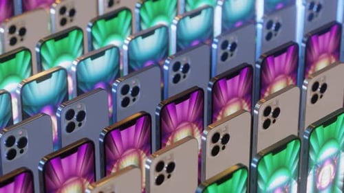 Group of Smartphone on Dark Backround