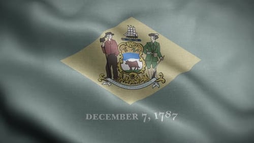 Delaware State Flag Blowing In Wind