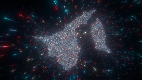Brunei Map Formed by Glowing Digital Particles
