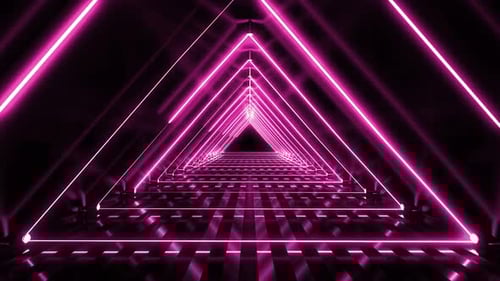 Abstract Neon Pink Triangle Tunnel Animation Loop Background
