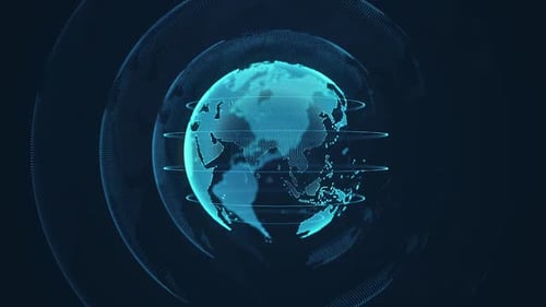 Futuristic Earth Planet Globe World with rings