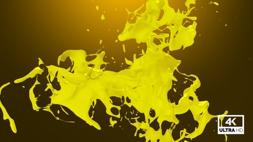 Fluid Yellow Paint Splash Animation with Alpha