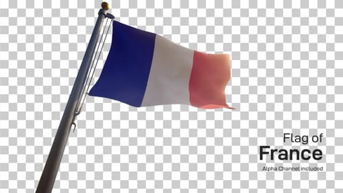 Waving French Flag Seamless Loop with Alpha Channel