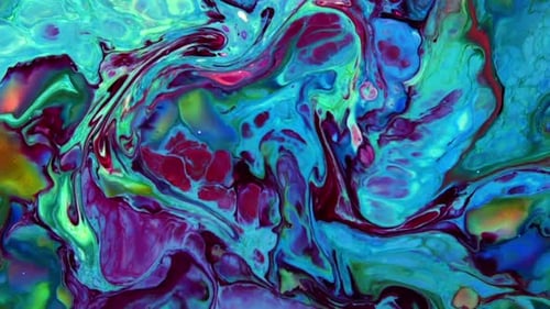 Vibrant Ink Swirls and Blends Abstractly