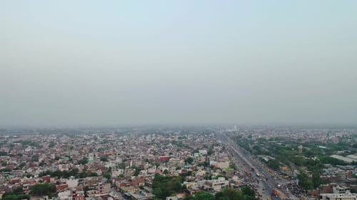 Side Moving Aerial Shot of A Highway in Mathura , India