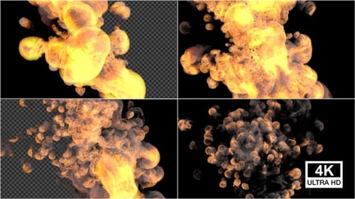 Powerful Fiery Explosion Dynamic Smoke Burst Transparent Overlay Effect