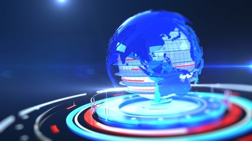 Futuristic Rotating Digital Globe News Broadcast Background