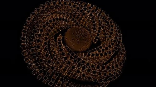 Abstract metallic rotating and twisting shape, seamless loop