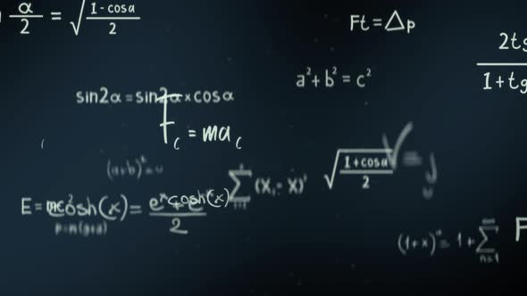 Animated Math Formulas and Science Equations Floating Loop Background ...