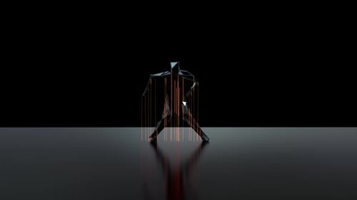 Modern Geometric Figure Dancing with Digital Data Lines Animation