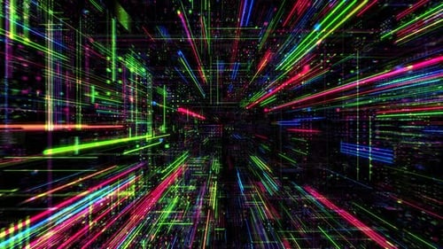 Abstract digital matrix particles grid virtual reality