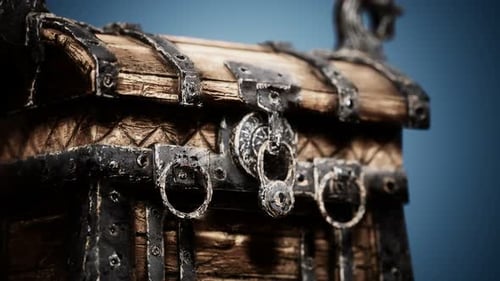 Animated Old Wooden Treasure Chest Shaking with Jiggling Lock