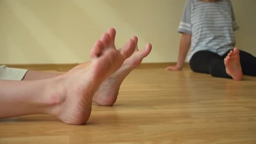 Circular Foot Movements Yoga Practice As a Female Relaxing Leisure Smooth Movements As a Way To