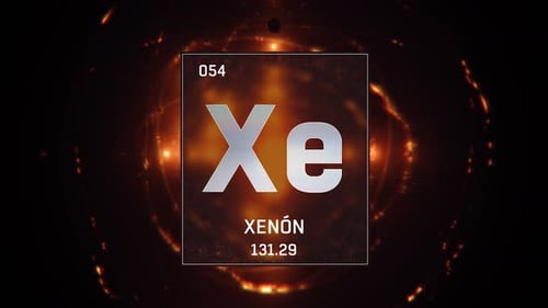 Xenon Periodic Table Element in Futuristic Glowing Animation