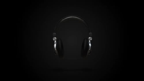 Modern 3D Headphones Rotating on a Dark Background