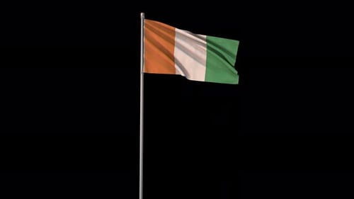 Waving Flag of Ivory Coast with Alpha Channel