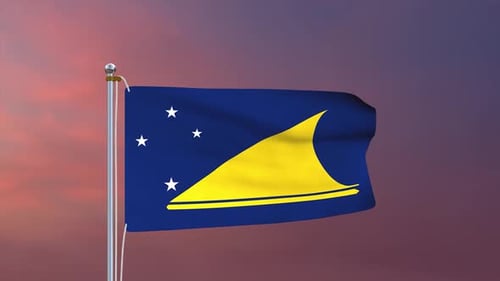 Tokelau Flag Waving 3D Animation