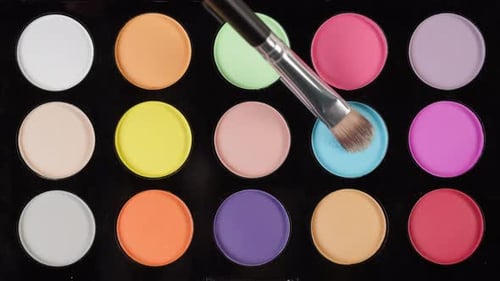 Makeup Brush Picks Up Blue Eye Shadow