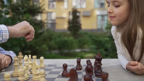 Grandpa Teaches Smart Grandchild to Play Chess