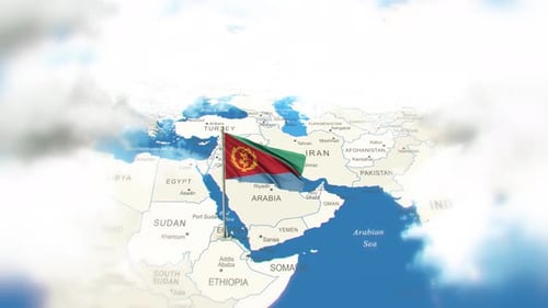 Eritrea Landkarte Und Flagge Mit Wolken