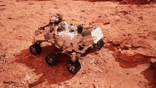 Mars Rover on Red Planet Landscape 3D Animation