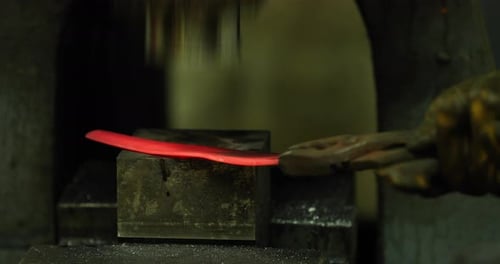 Machine Press Shaping Red Hot Metal